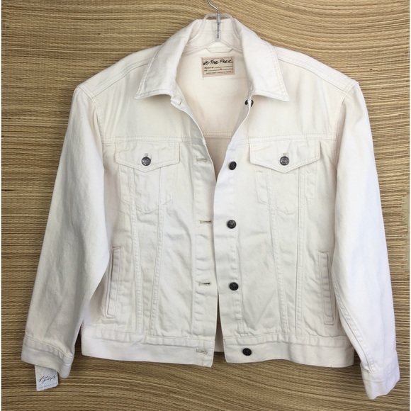 NWT Free People Jolene Trucker Denim Jacket in Ecru Size XS $128 - Picture 8 of 15